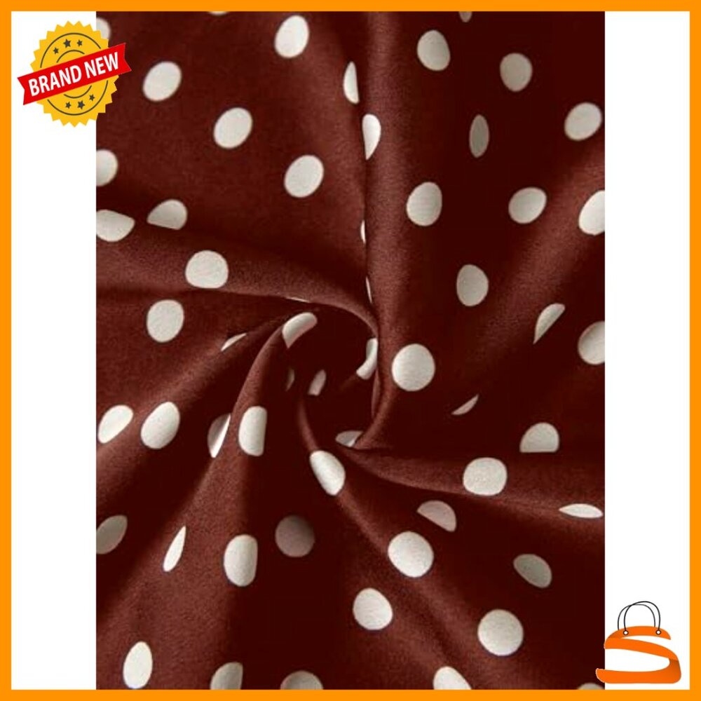Satin Midi Skirt High Waisted Flowy Swing Vintage Polka Dot Silk Long - Picture 5 of 5
